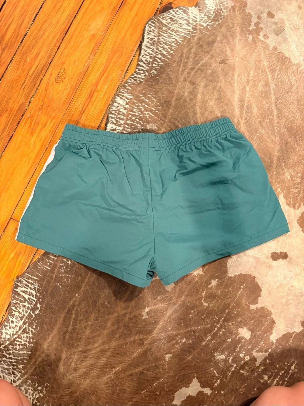 Women’s Teal Athletic Shorts with baby pink Side Stripes